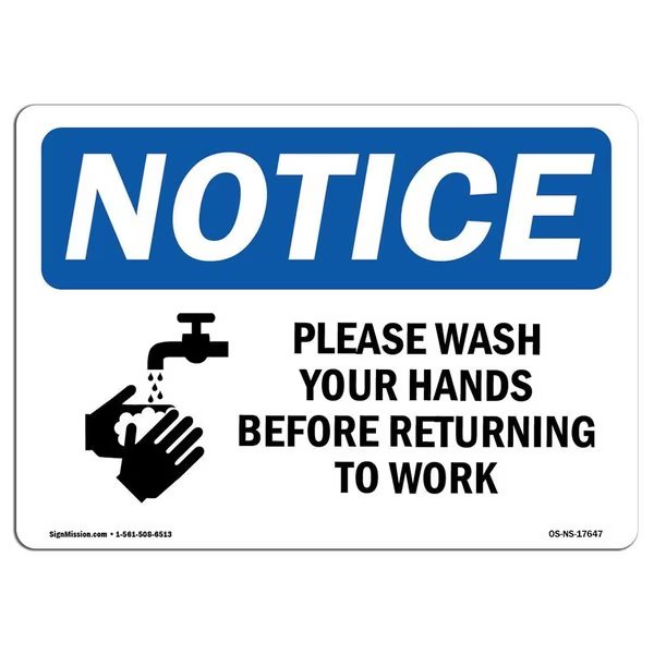 OSHA Sign, Please Wash Your Hands Before With Symbol, 18in X 12in Aluminum, 12